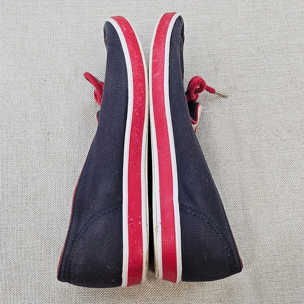 Grasshoppers Womens Navy Blue Canvas Boat Shoes Red Trim Loafers EF21876 Size 6W